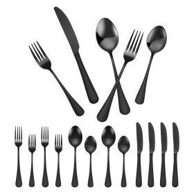 VEVOR 30-Piece Black Silverware Set, Food-Grade Stainless Steel Flatware Utensils for 6, Mirror Finished Cutlery Set