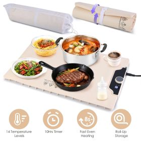 Food Warming Mat 23.6X15.8In 300W Fast Heating Electric Silicone Food Warmer With 14 Temp Levels 10Hrs Timer Settings Roll-Up Portable Hot Plates
