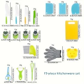 Young Chefs Starter Kit - 12-Piece Playful But Real Cooking Set with Child-Safe Nylon Knives